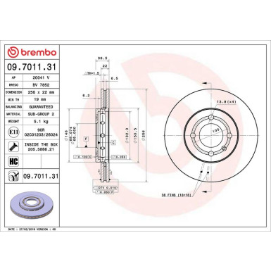 Brembo Bremsscheibe PRIME LINE - UV Coated 09.7011.31