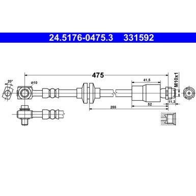 ATE | Bremsschlauch | 24.5176-0475.3