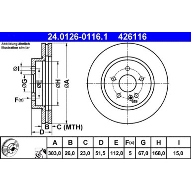 ATE | Bremsscheibe | 24.0126-0116.1