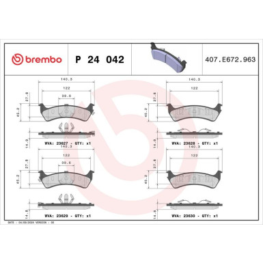 P 24 042 Bremsbelagsatz, Scheibenbremse PRIME LINE P 24 042 Bremsbelagsatz, Scheibenbremse PRIME LINE