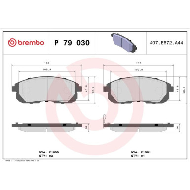 Brembo Bremsbelagsatz, Scheibenbremse PRIME LINE P 79 030