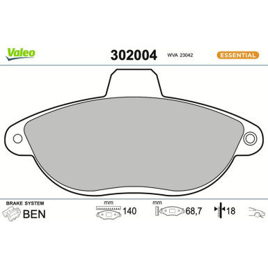302004 Bremsbelagsatz, Scheibenbremse ESSENTIAL