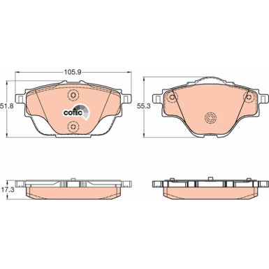 TRW Bremsbelagsatz, Scheibenbremse COTEC GDB2034