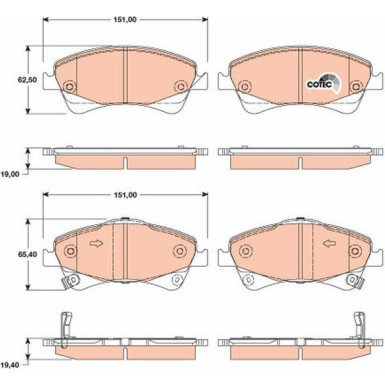 TRW Bremsbelagsatz, Scheibenbremse COTEC GDB3479