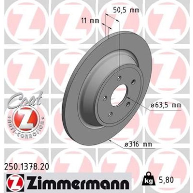 Zimmermann 2 x ZIMMERMANN Bremsscheibe Coat Z 250.1378.20