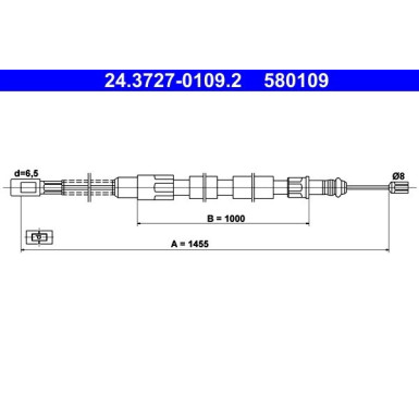 2 x ATE Seilzug, Feststellbremse | 24.3727-0109.2 2 x ATE Seilzug, Feststellbremse | 24.3727-0109.2