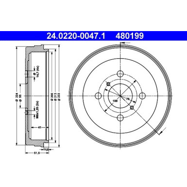 ATE | Bremstrommel | 24.0220-0047.1