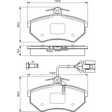 BOSCH Bremsbelagsatz, Scheibenbremse 0 986 460 948