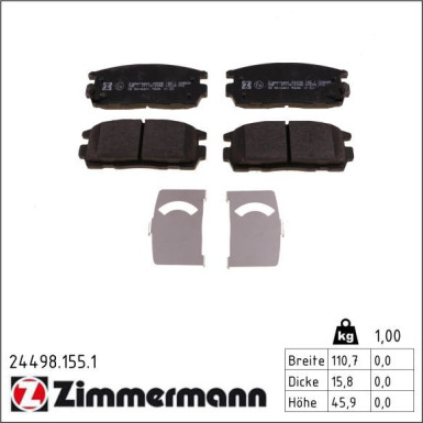 Zimmermann Bremsbelagsatz, Scheibenbremse 24498.155.1