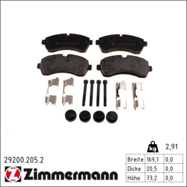 Zimmermann Bremsbelagsatz, Scheibenbremse 29200.205.2 Zimmermann Bremsbelagsatz, Scheibenbremse 29200.205.2