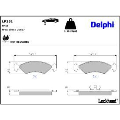 Delphi Bremsbelagsatz, Scheibenbremse LP351