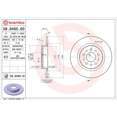 08.9460.61 Bremsscheibe PRIME LINE - UV Coated 08.9460.61 Bremsscheibe PRIME LINE - UV Coated