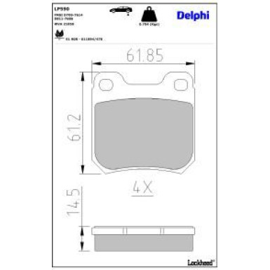 Delphi Bremsbelagsatz, Scheibenbremse LP590