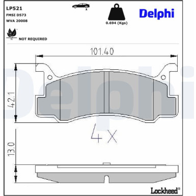 Delphi | Bremsbelagsatz, Scheibenbremse | LP521 Delphi | Bremsbelagsatz, Scheibenbremse | LP521