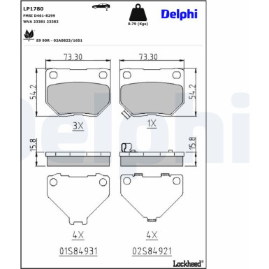 Delphi | Bremsbelagsatz, Scheibenbremse | LP1780 Delphi | Bremsbelagsatz, Scheibenbremse | LP1780