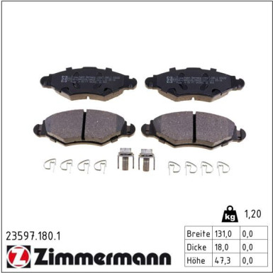 Zimmermann Bremsbelagsatz, Scheibenbremse 23597.180.1