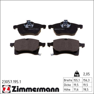 Zimmermann Bremsbelagsatz, Scheibenbremse 23057.195.1