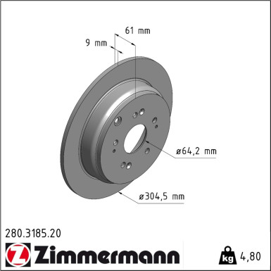 Zimmermann Bremsscheibe Coat Z 280.3185.20