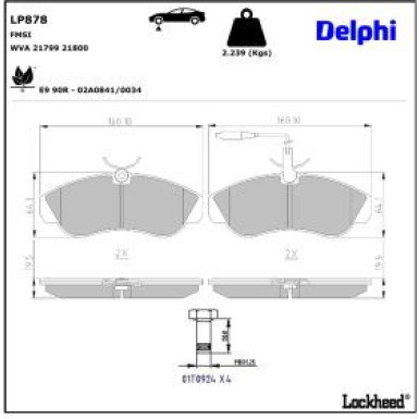 Delphi Bremsbelagsatz, Scheibenbremse LP878
