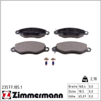 Zimmermann Bremsbelagsatz, Scheibenbremse 23577.185.1