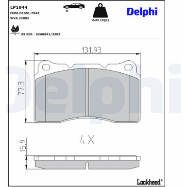 LP1944 Bremsbelagsatz, Scheibenbremse