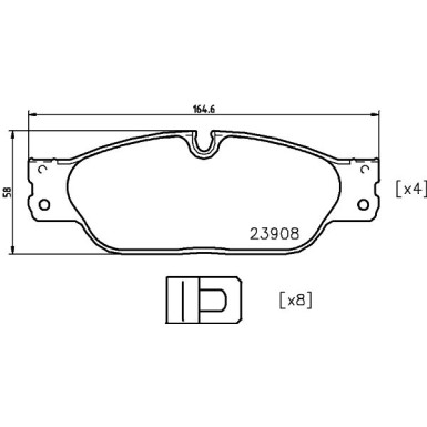 Hella | Bremsbelagsatz, Scheibenbremse | 8DB 355 012-251