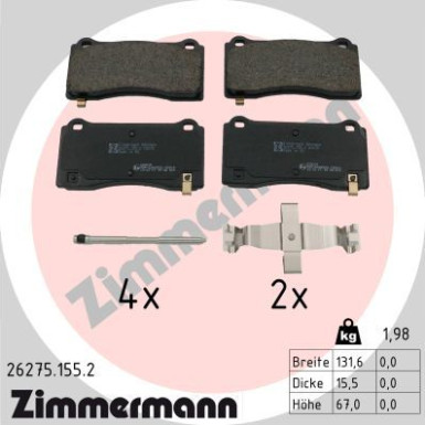 Zimmermann | Bremsbelagsatz, Scheibenbremse | 26275.155.2