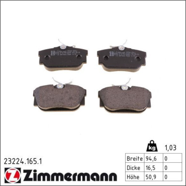 Zimmermann Bremsbelagsatz, Scheibenbremse 23224.165.1