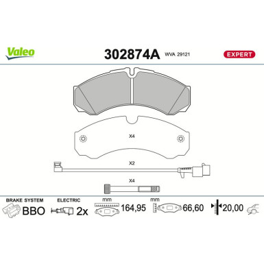 Valeo Bremsbelagsatz, Scheibenbremse EXPERT 302874A