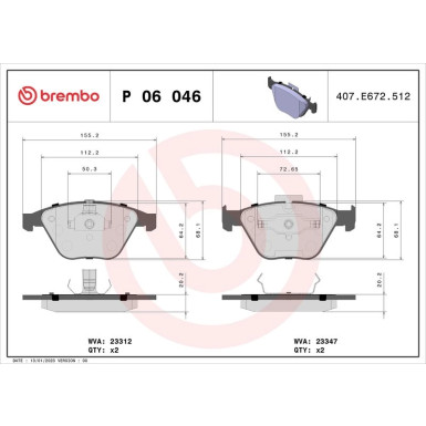 Brembo Bremsbelagsatz, Scheibenbremse PRIME LINE P 06 046
