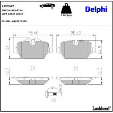 Delphi Bremsbelagsatz, Scheibenbremse LP2247