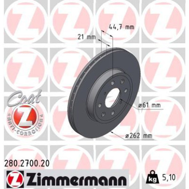 Zimmermann | Bremsscheibe | 280.2700.20