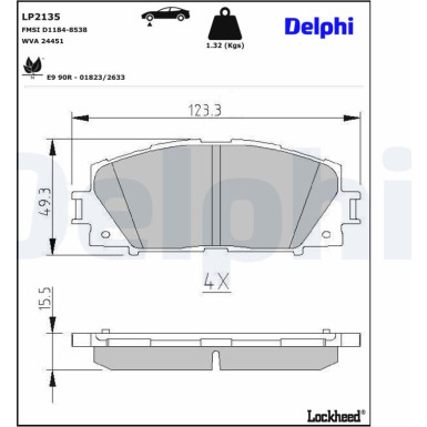 LP2135 Bremsbelagsatz, Scheibenbremse
