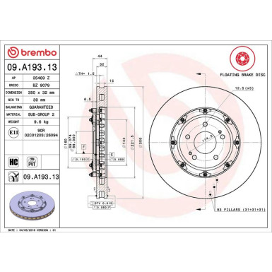 Brembo Bremsscheibe PRIME LINE - Floating 09.A193.13