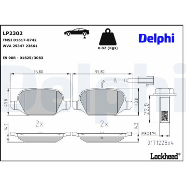 Delphi | Bremsbelagsatz, Scheibenbremse | LP2302