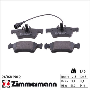 Zimmermann Bremsbelagsatz, Scheibenbremse 24368.190.2