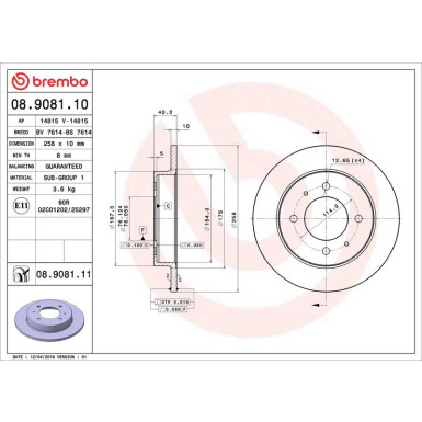 Brembo | Bremsscheibe | 08.9081.10