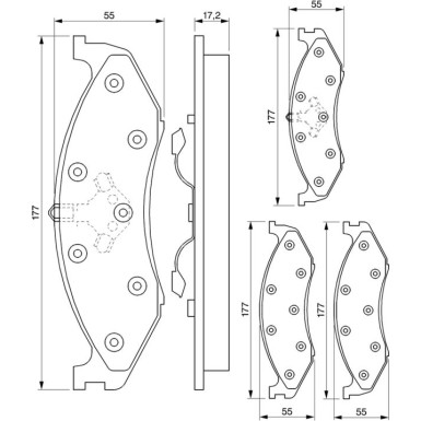 BOSCH Bremsbelagsatz, Scheibenbremse 0 986 424 284