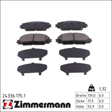 Zimmermann Bremsbelagsatz, Scheibenbremse 24336.175.1