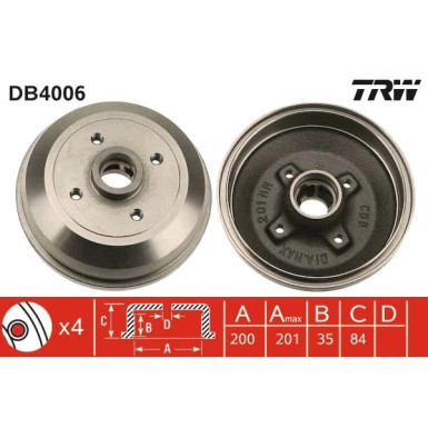 TRW | Bremstrommel | DB4006
