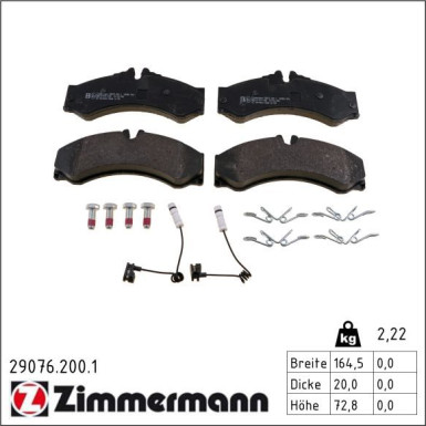 Zimmermann Bremsbelagsatz, Scheibenbremse 29076.200.1