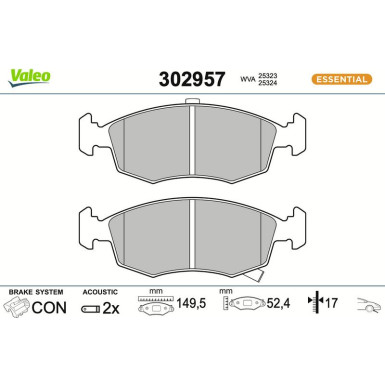 302957 Bremsbelagsatz, Scheibenbremse ESSENTIAL 302957 Bremsbelagsatz, Scheibenbremse ESSENTIAL