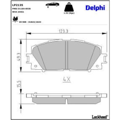 Delphi Bremsbelagsatz, Scheibenbremse LP2135