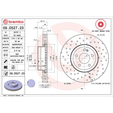 09.D527.23 Bremsscheibe PRIME LINE - Co-Cast