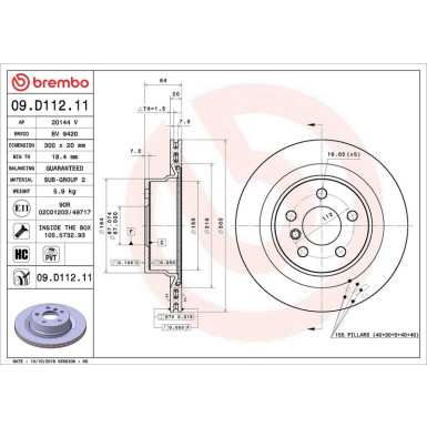 09.D112.11 Bremsscheibe PRIME LINE - UV Coated