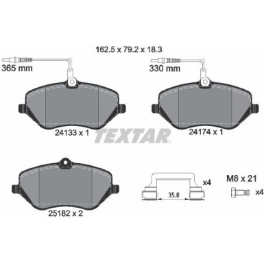 Textar | Bremsbelagsatz, Scheibenbremse | 2413303