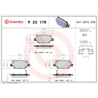 Brembo Bremsbelagsatz, Scheibenbremse PRIME LINE P 23 179