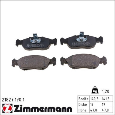 Zimmermann Bremsbelagsatz, Scheibenbremse 21827.170.1