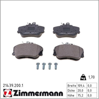 Zimmermann Bremsbelagsatz, Scheibenbremse 21439.200.1