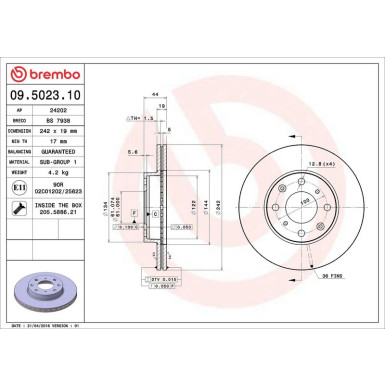 Brembo Bremsscheibe PRIME LINE 09.5023.10